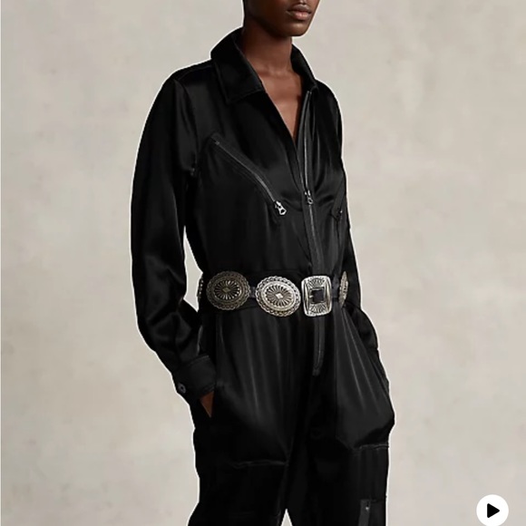 Polo by Ralph Lauren Women’s black satin flight suit. Size 14 - Picture 5 of 7